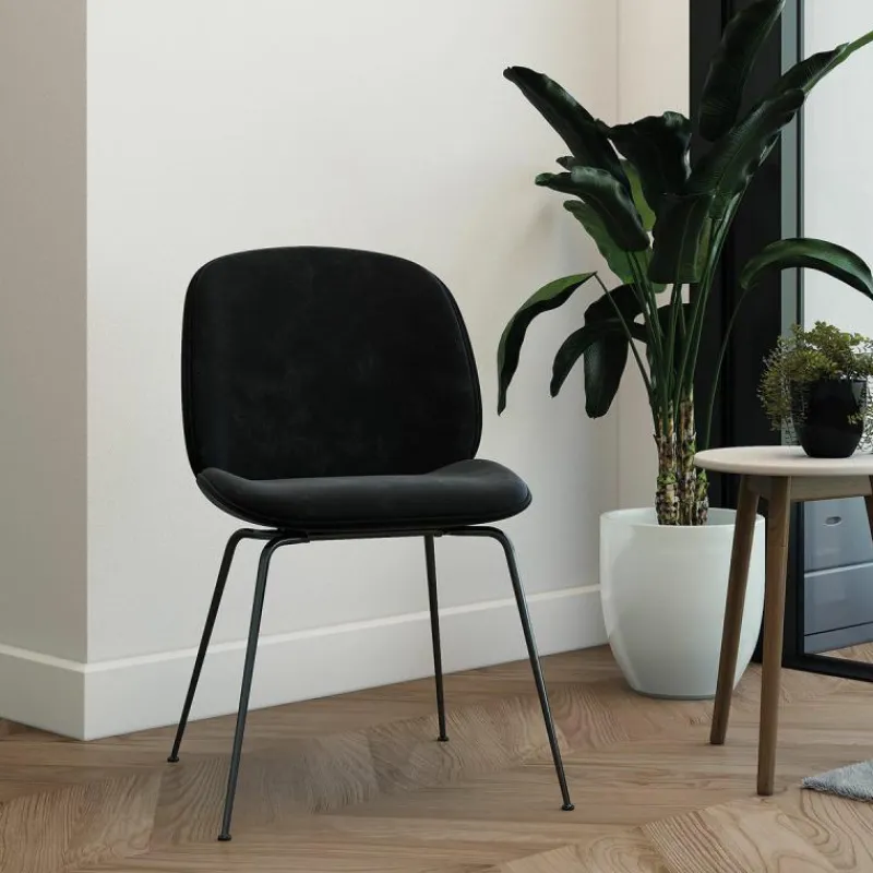 Outlet Beetle Stoel, zwart chroom onderstel Eetkamerstoelen