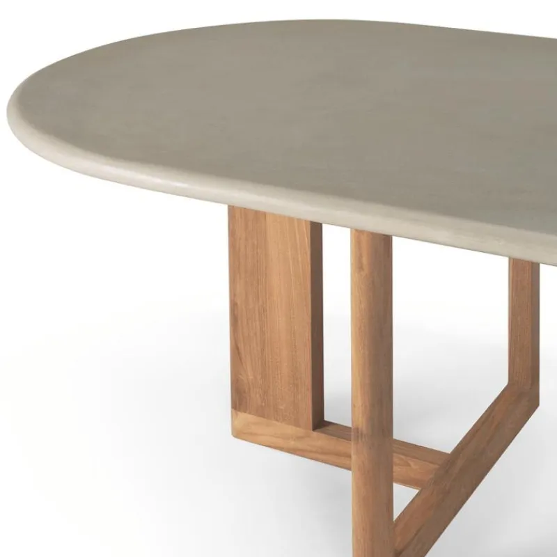 Discount Trestle Outdoor Eettafel Concrete Teak Tuintafels